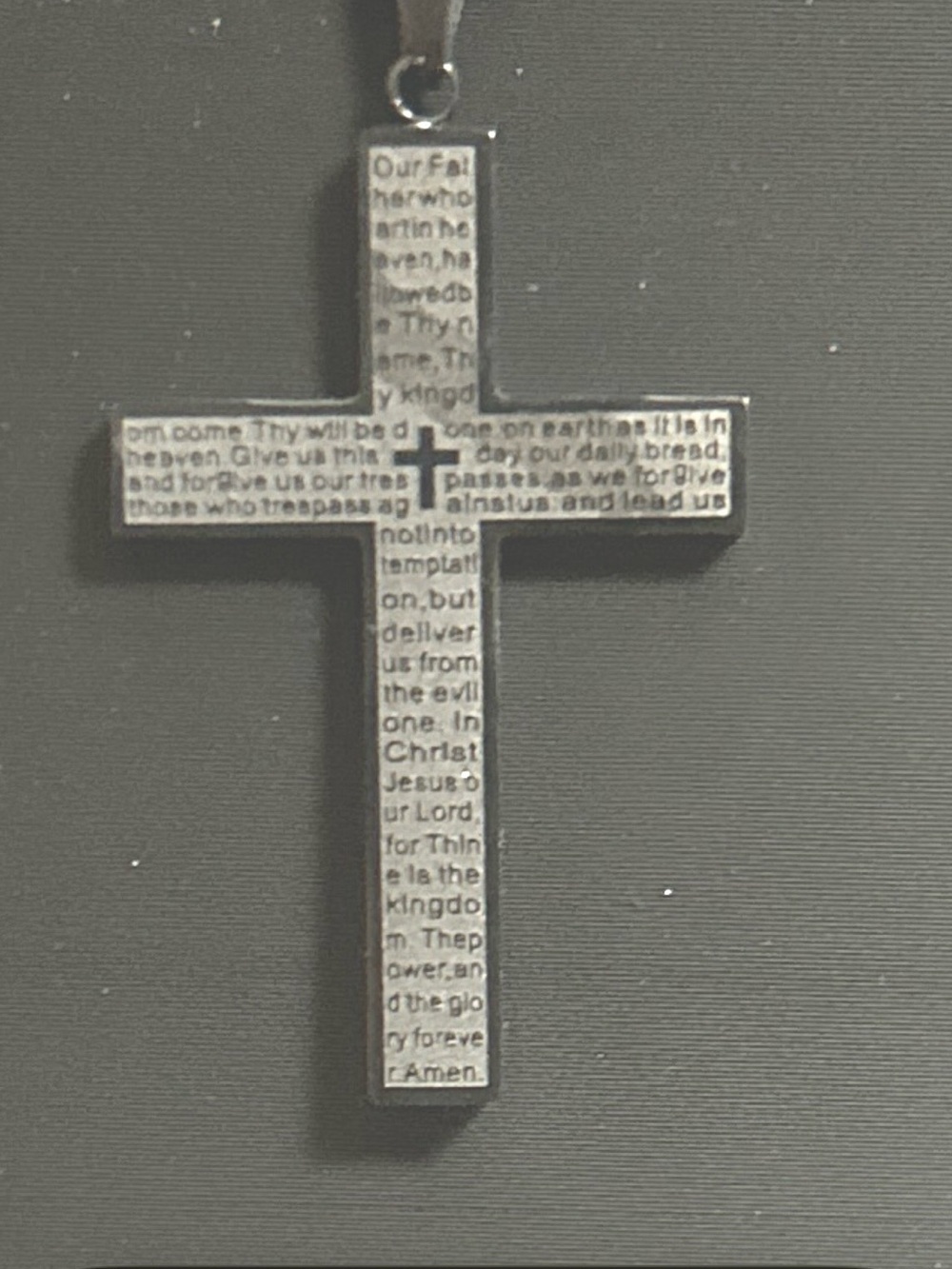 Lords Prayer Engraved Cross Necklace -Great Fathers Day Gift - Picture 6 of 6